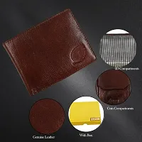 SOROSSI Genuine Leather Wallet 2 Card Slots 1 Coin Pocket 2 Hidden Compartment and 2 Currency Slots 2 ID Slot Container (Tan Color)-thumb2