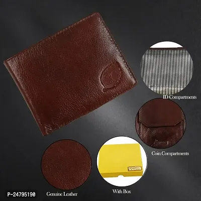 SOROSSI Genuine Leather Wallet 2 Card Slots 1 Coin Pocket 2 Hidden Compartment and 2 Currency Slots 2 ID Slot Container (Tan Color)-thumb3