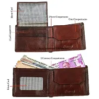 SOROSSI Genuine Leather Wallet 2 Card Slots 1 Coin Pocket 2 Hidden Compartment and 2 Currency Slots 2 ID Slot Container (Tan Color)-thumb1