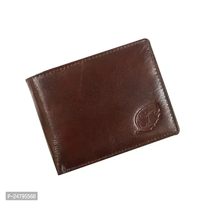 SOROSSI Genuine Leather Wallet 2 Card Slots 1 Coin Pocket 2 Hidden Compartment and 2 Currency Slots 2 ID Slot Container (Brown Color)-thumb0