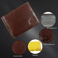 SOROSSI Genuine Leather Wallet 2 Card Slots 1 Coin Pocket 2 Hidden Compartment and 2 Currency Slots 2 ID Slot Container (Brown Color)-thumb3