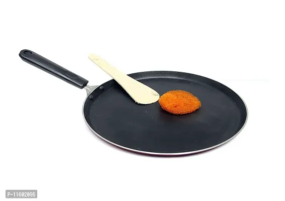 Sturdy Premium Non-Stick Tawa, 250 mm Diameter, 4 mm Thickness, ISI Marked With Sillicon Spatula Brush,Lighter,Y-Peeler-thumb2