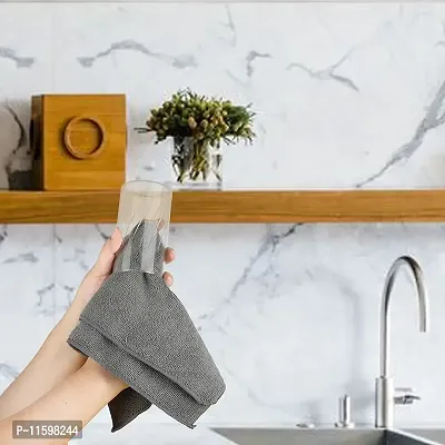 Premium Cotton Hand Towel -2 Pc With Microfiber Cloth 2  Pc - Highly Absorbent, Lint And Streak Free, All Purpose Cleaning Cloth For Kitchen, Car, Window, Stainless Steel, Silverware-thumb3