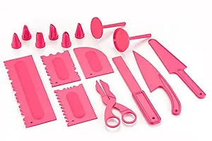 Sturdy MultiFunction Heavy Plastic Cake Icing Spatula Knife Set of 16 Pieces and Cake Scrapper Sculpting Tool Set for Icing Decoration-thumb1