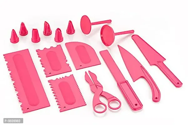 Sturdy MultiFunction Heavy Plastic Cake Icing Spatula Knife Set of 16 Pieces and Cake Scrapper Sculpting Tool Set for Icing Decoration-thumb2