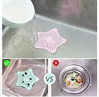 Star Shape Sink Filter Silicone Star Shaped Sink Filter Bathroom Hair Catcher, Drain Strainers Cover Trap For Basin-Pack Of 6-thumb3