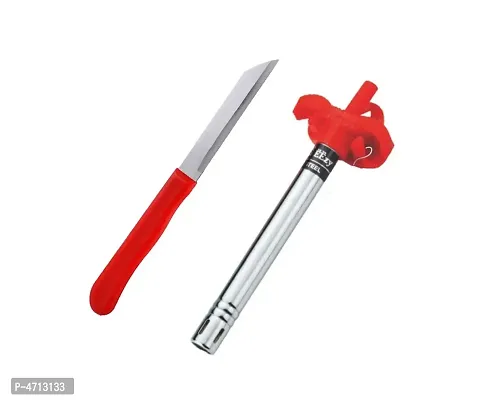 Gas Lighter with Knife (Assorted Color)