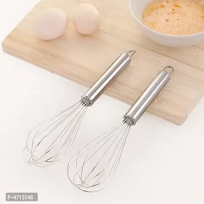 Stainless Steel Big Baloon Hand Whisk Egg and milk Frother,Kitchen Blender (25 cms, Set of Two) - Pack of 2