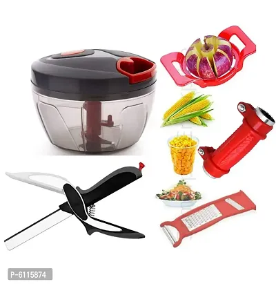 Combo of Vegetable Chopper,4 in 1 Clever Cutter,3 in 1 peeler, Corn Cutter and Apple Cutter