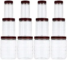 Useful Plastic Premium Zig-Zag Kitchen Storage Jars Containers - Set of 12-thumb1