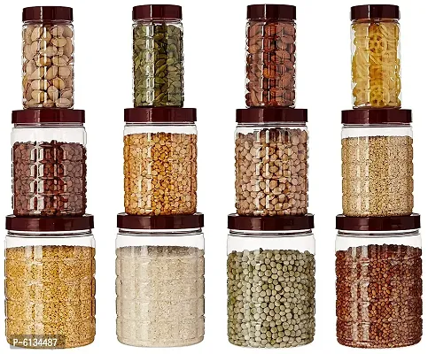 Useful Plastic Premium Zig-Zag Kitchen Storage Jars Containers - Set of 12