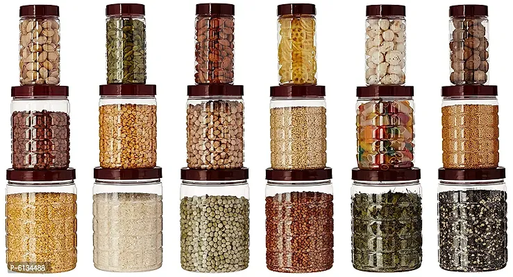 Useful Plastic Premium Zig-Zag Kitchen Storage Jars Containers - Set of 18-thumb0