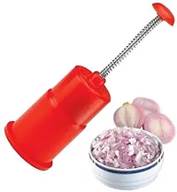 Red Plastic Onion and Vegetable Chopper with SS Cheese Grater for kitchen (Set of Two)-thumb1