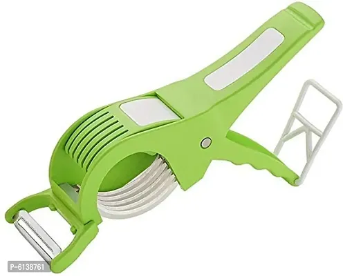 2 in 1 Plastic Vegetable cutter 5 Blades with peeler, Stainless Steel Blades Apple Cutter and Plastic Transparent Chilly Cutter (Pack of 3)-thumb2