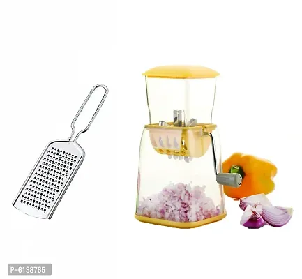 Jumbo Transparent Plastic Onion Chilly cutter/ Dry Fruit Cutter with SS Cheese Grater (Set of Two)-thumb0