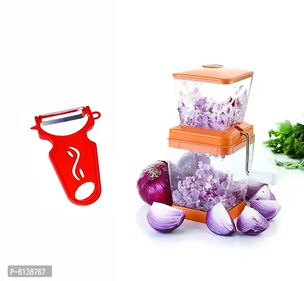 Plastic Transparent Onion  Chilly Cutter with Multipurpose y shape Peeler for kitchen (Set of Two)color may vary