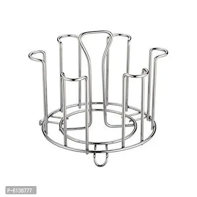 Stainless Steel Glass Holder for 6 Glasses for Kitchen/Dining Table-thumb3