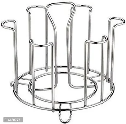 Stainless Steel Glass Holder for 6 Glasses for Kitchen/Dining Table-thumb0