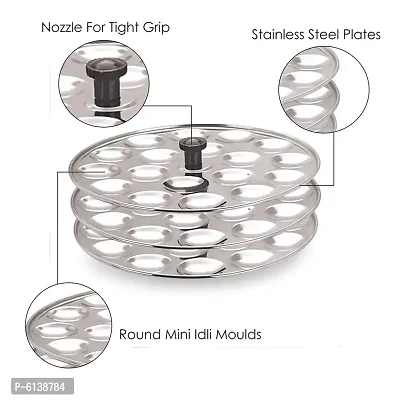 Stainless Steel mini Idli Stand 3 plates for 54 mini idlis (Pack of one idli stand)-thumb2