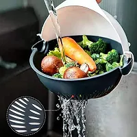 Wet Basket Vegetable Cutter - Multifunction Vegetable Cutter with Drain Basket Magic Rotate Vegetable Cutter Portable Slicer Chopper Grater Kitchen Tool with SS knife and peeler-thumb2