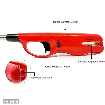 Refillable Gas Lighter For Kitchen Stove With Refill Gas Bottle Can And Knife -Colour May Vary-thumb3