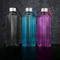 Premium Square Shape Water Bottle with strap for Fridge, Office, Gym 1000 ML Bottle, Pack of 3, Multicolor-thumb3