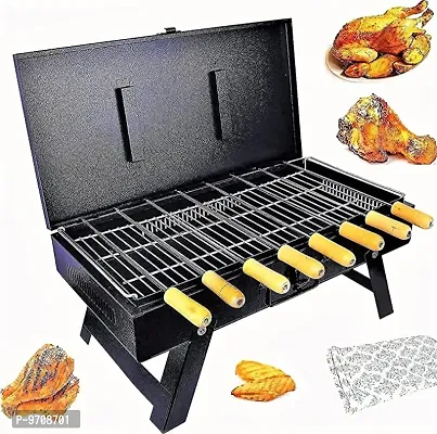 Sturdy Suitcase Barbecue Foldable Charcoal Barbeque For Home And Flame Lighter With Refill Can, Pack Of 2 .-thumb3