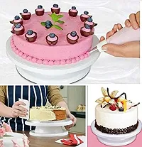 Sturdy MultiFunction Heavy Plastic 16 Pieces Tool Set for Cake Icing Decoration with Cake Decorating Turntable Stand, Small Silicone Spatula Brush And 8 pieces Measuring Cups Spoons Set-thumb2