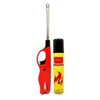 Premium Refilable Gas Lighter For Kitchen Stove With Refill Gas Bottle Can And Knife, Color May Vary-thumb1