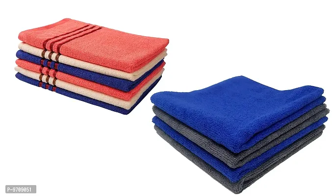 Premium Cotton Hand Towel 35 X 50 Cm, 3 Pc With Microfiber Cloth 40 Cm X 40Cm, 3 Pc.Multicolor - Highly Absorbent, Lint And Streak Free, All Purpose Cleaning Cloth For Kitchen, Car, Window, Stainless Steel, Silverware