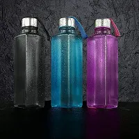 Premium Square Shape Water Bottle with strap for Fridge, Office, Gym 1000 ML Bottle, Pack of 2, Multicolor-thumb3