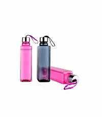 Premium Square Shape Water Bottle with strap for Fridge, Office, Gym 1000 ML Bottle, Pack of 6, Multicolor-thumb1