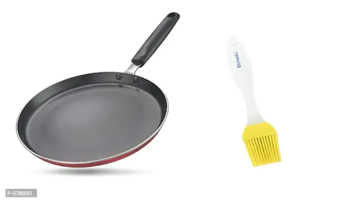 Sturdy Premium Non-Stick Tawa, 285 mm Diameter, 4 mm Thickness, ISI Marked With  Silicon Oil Brush-thumb0