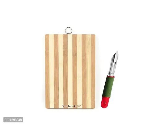 Premium Bamboo Chopping Board Cutting Board With Stainless Steel Vegetable Soft Grip Peeler -Combo Of 2-thumb0