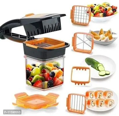 5 In 1 Multi-Function Slicer Vegetable And Fruits Cutter, Dicer Grater And Chopper, Peeler With Container Onion Cutter Kitchen Accessories -1 Set