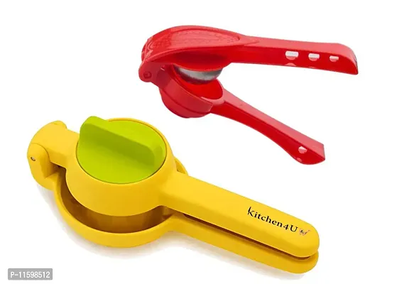 Manual Squeeze And Twist Hand Juicer Machine For Lemon, Orange, Citrus, Fruits, And Vegetables Lime Squeezer -Yellow With Plastic Lemon Squeezer-Pack Of 2-thumb0