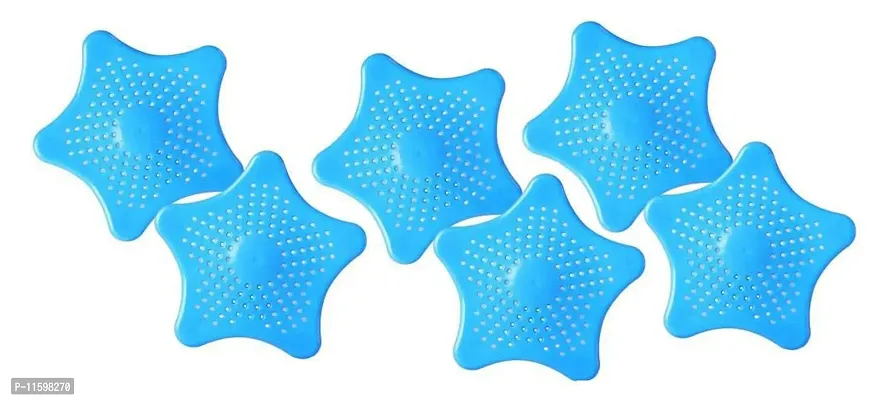 Star Shape Sink Filter Silicone Star Shaped Sink Filter Bathroom Hair Catcher, Drain Strainers Cover Trap For Basin-Pack Of 6-thumb0