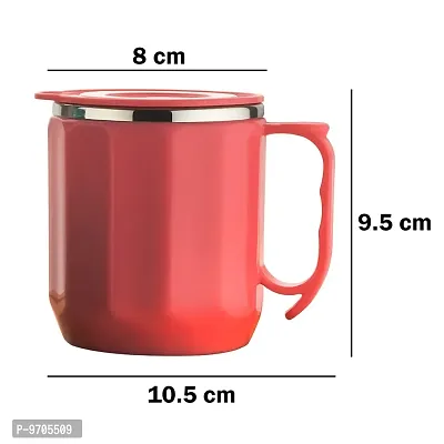 Stainless Steel Lid Cover Hot Coffee/Tea Mug Hot Insulated Double Wall Stainless Steel, 250 ML Coffee And Milk Cup With Lid - Multicolor, 1 Pc-thumb2