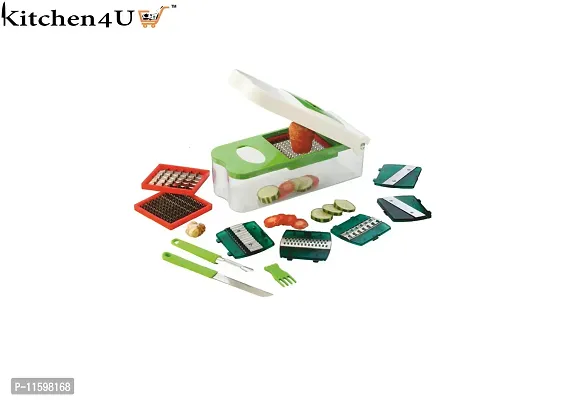 11 In 1 Multi-Function Slicer Vegetable And Fruits Cutter, Dicer Grater And Chopper, Peeler With Container Onion Cutter Kitchen Accessories -1 Set