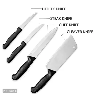 Steel Kitchen Knives Set, Standard Kitchen Knife Vegetable Knife Paring Knife, 4 Piece Set With Chopping Board, Knife Sets -Orange-thumb4