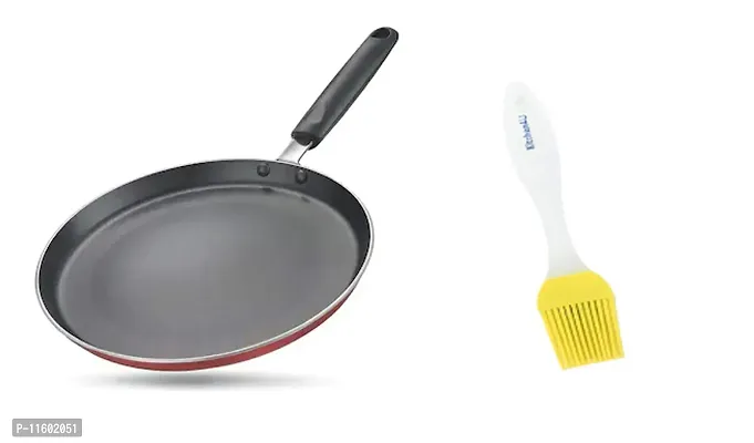 Sturdy Premium Non-Stick Tawa, 270 mm Diameter, 4 mm Thickness, ISI Marked With  Silicon Oil Brush-thumb0