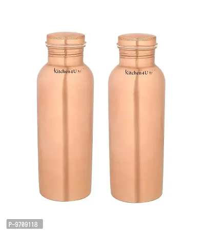 Premium Pure Copper Bottle for Water 500 ML Matt Finish Dirt Proof, Leak Proof and Joint Less, Ayurveda and Yoga Health Benefits Water Bottle, Pack of 2