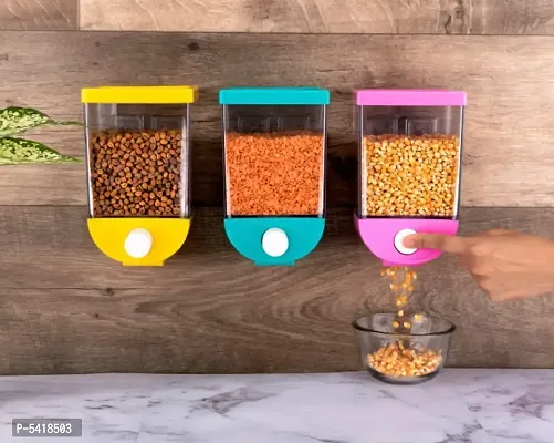 Push Button Storage Containers Dispenser Wall Mounted Jars for Storage of Cereal(pack of 1) colours may be vary-thumb0