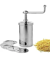 Stainless Steel Sev Chakli / Murukku / Sancha Maker Machine with 6 Different Jali - ( Medium, Silver)-thumb3