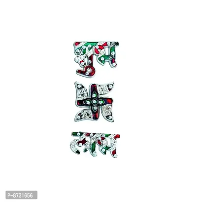 Acrylic Shubh Labh Sticker with Swastik Sticker for Wall Decoration, Shubh Labh Door Decoration for Diwali Decoration(Pack of 1) color may vary-thumb0