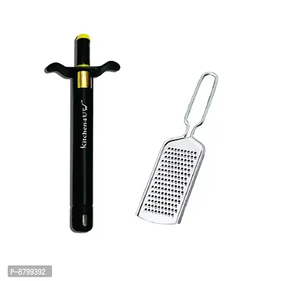 Easy Grip Regular Black Gas Lighter Heavy Metal with stainless steel cheese Grater (pack of 2)-thumb0