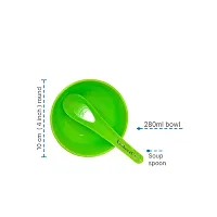 Round Shape Soup Bowl Set (6 Bowls and 6 Spoons) for Home  Office use Plastic Bowl Set (Green, Pack of 12)-thumb1