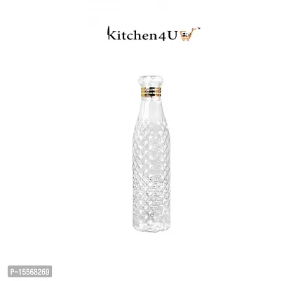 Transparent Plastic Bottle 1000 ml Diamond pattern (Pack of 1, Clear, PET)-thumb0