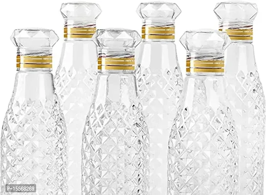 Transparent Plastic Bottle 1000 ml Diamond pattern (Pack of 1, Clear, PET)-thumb3