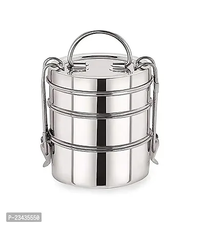 Stainless Steel Lunch Box 3 Containers for office school (750 ml) (pack of 1)-thumb0